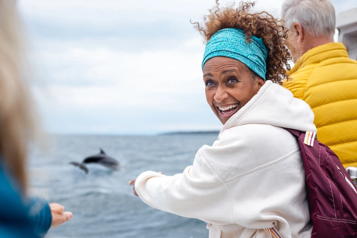 woman in a dolphin tour in key west