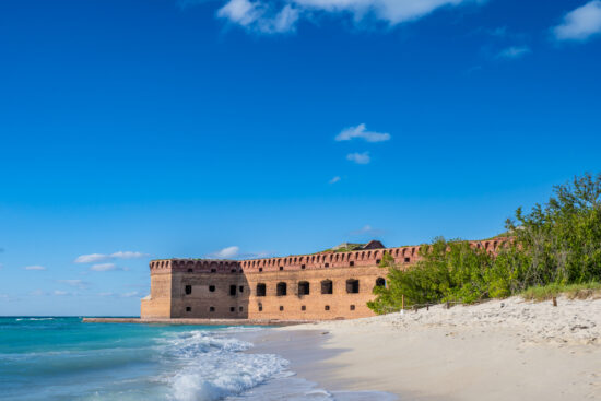 Waves and beach surf outside Fort Jefferson on Dry Tortugas National Park. High quality photo